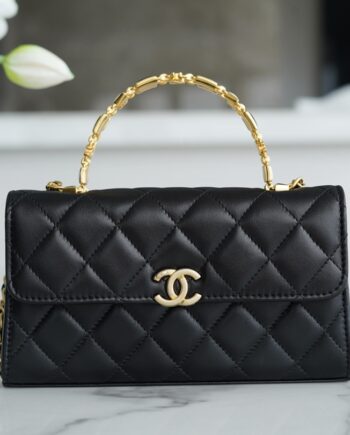 Chanel Black Large Enamel Buckle Kelly Bag